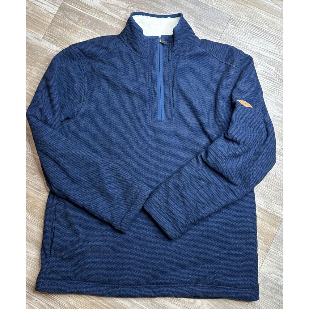 Mens‎ Orvis 1/4 Sweater Navy Blue Fleece Lined size Medium